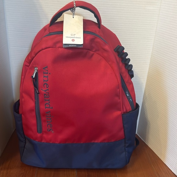 Vineyard Vines Chili Pepper Red & blue large backpack padded shoulder straps NWT - Picture 1 of 9